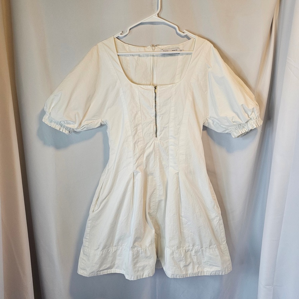 Proenza Schouler White‎ Label Dress Womens White Puff Sleeve Minimalist Luxury